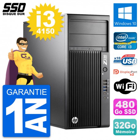 PC Tour HP WorkStation Z230 Core i3-4150 RAM 32Go SSD 480Go Windows 10 Wifi