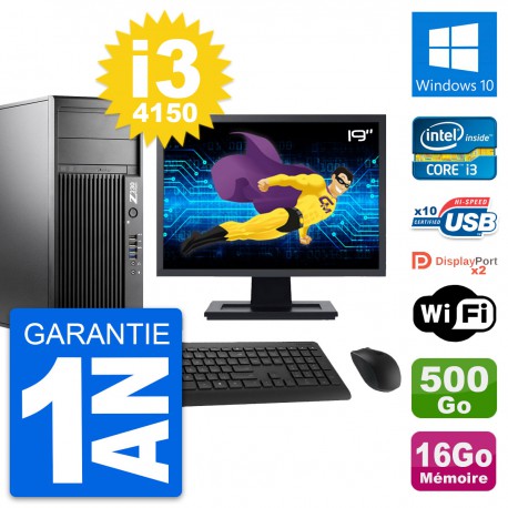 PC Tour HP Z230 Ecran 19" Intel i3-4150 RAM 16Go Disque 500Go Windows 10 Wifi