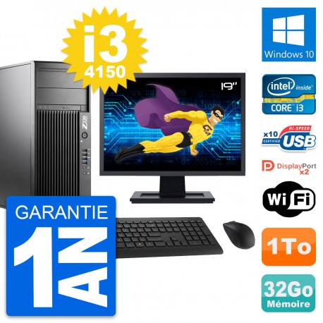 PC Tour HP Z230 Ecran 19" Intel Core i3-4150 RAM 32Go Disque 1To Windows 10 Wifi