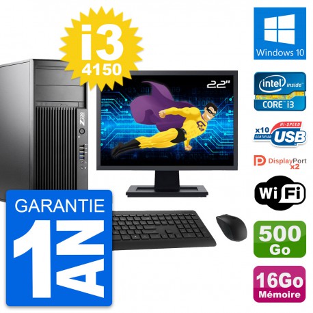 PC Tour HP Z230 Ecran 22" Intel i3-4150 RAM 16Go Disque 500Go Windows 10 Wifi