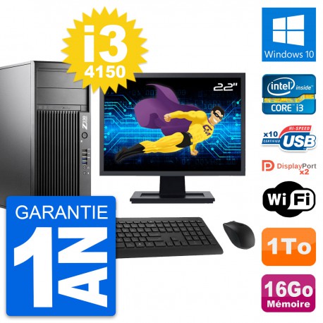 PC Tour HP Z230 Ecran 22" Intel Core i3-4150 RAM 16Go Disque 1To Windows 10 Wifi