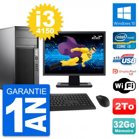 PC Tour HP Z230 Ecran 22" Intel Core i3-4150 RAM 32Go Disque 2To Windows 10 Wifi