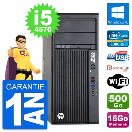 PC Tour HP Z230 Intel Core i5-4570 RAM 16Go Disque Dur 500Go Windows 10 Wifi