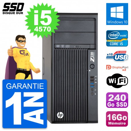 PC Tour HP WorkStation Z230 Intel i5-4570 RAM 16Go SSD 240Go Windows 10 Wifi