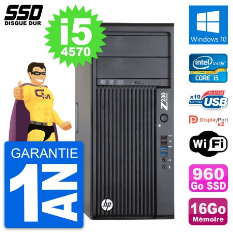 PC Tour HP WorkStation Z230 Intel i5-4570 RAM 16Go SSD 960Go Windows 10 Wifi