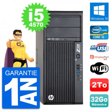 PC Tour HP Z230 Intel Core i5-4570 RAM 32Go Disque Dur 2To Windows 10 Wifi