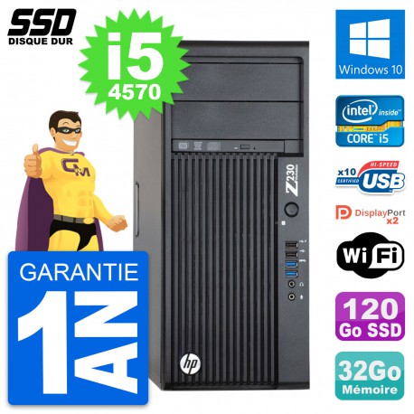 PC Tour HP WorkStation Z230 Core i5-4570 RAM 32Go SSD 120Go Windows 10 Wifi
