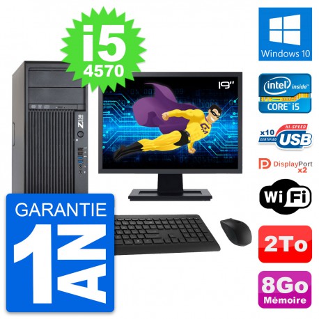PC Tour HP Z230 Ecran 19" Intel Core i5-4570 RAM 8Go Disque 2To Windows 10 Wifi