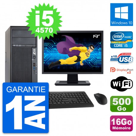 PC Tour HP Z230 Ecran 19" Intel i5-4570 RAM 16Go Disque 500Go Windows 10 Wifi