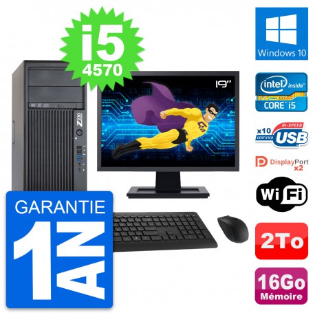 PC Tour HP Z230 Ecran 19" Intel Core i5-4570 RAM 16Go Disque 2To Windows 10 Wifi