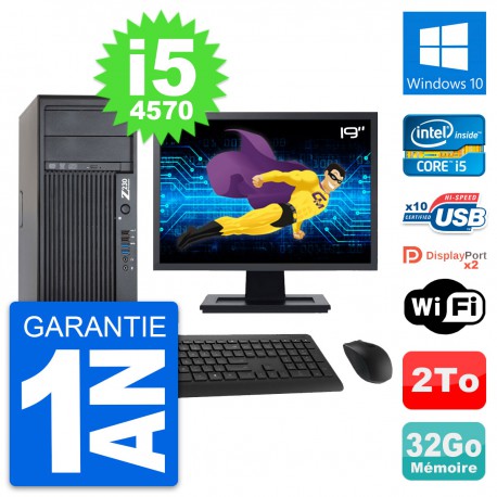 PC Tour HP Z230 Ecran 19" Intel Core i5-4570 RAM 32Go Disque 2To Windows 10 Wifi