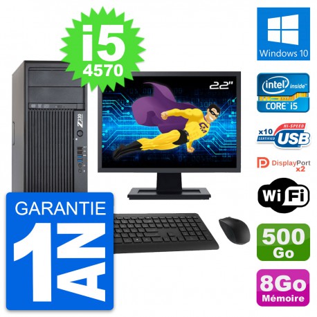 PC Tour HP Z230 Ecran 22" Intel i5-4570 RAM 8Go Disque Dur 500Go Windows 10 Wifi