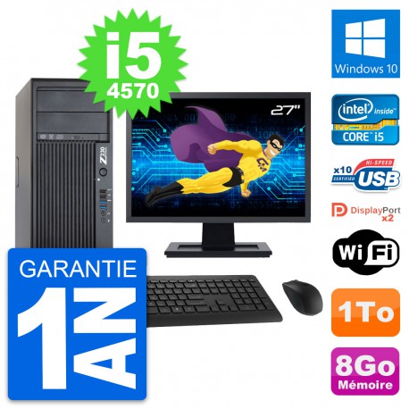 PC Tour HP Z230 Ecran 27" Intel Core i5-4570 RAM 8Go Disque 1To Windows 10 Wifi
