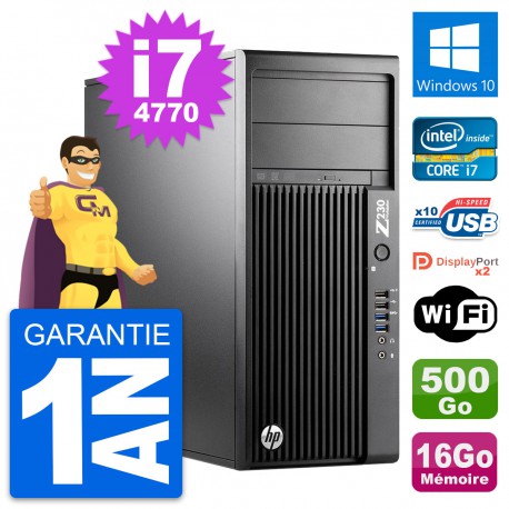 PC Tour HP Z230 Intel Core i7-4770 RAM 16Go Disque Dur 500Go Windows 10 Wifi