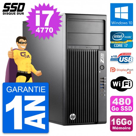 PC Tour HP WorkStation Z230 Intel i7-4770 RAM 16Go SSD 480Go Windows 10 Wifi