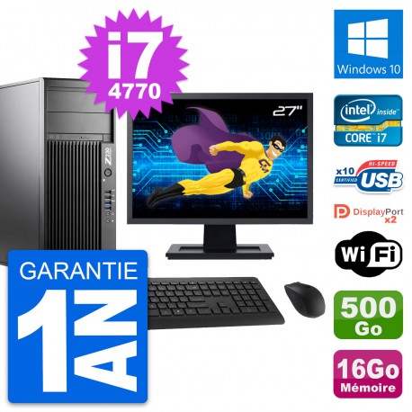PC Tour HP Z230 Ecran 27" Intel i7-4770 RAM 16Go Disque 500Go Windows 10 Wifi