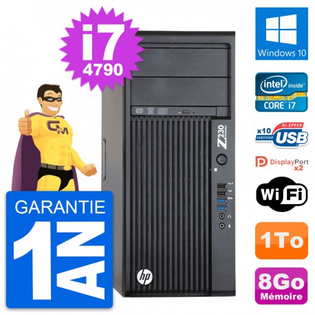 PC Tour HP WorkStation Z230 Intel i7-4790 RAM 8Go Disque 1To Windows 10 Wifi