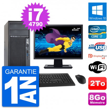 PC Tour HP Z230 Ecran 22" Intel Core i7-4790 RAM 8Go Disque 2To Windows 10 Wifi