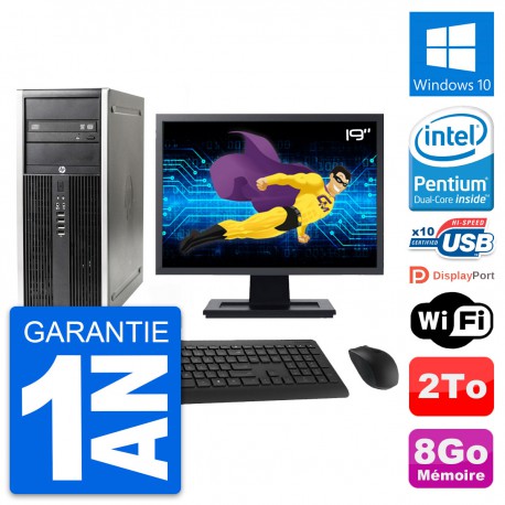 PC Tour HP Elite 8300 Ecran 19" Intel G630 RAM 8Go Disque 2To Windows 10 Wifi