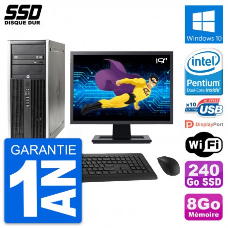 PC Tour HP Elite 8300 Ecran 19" Intel G630 RAM 8Go SSD 240Go Windows 10 Wifi