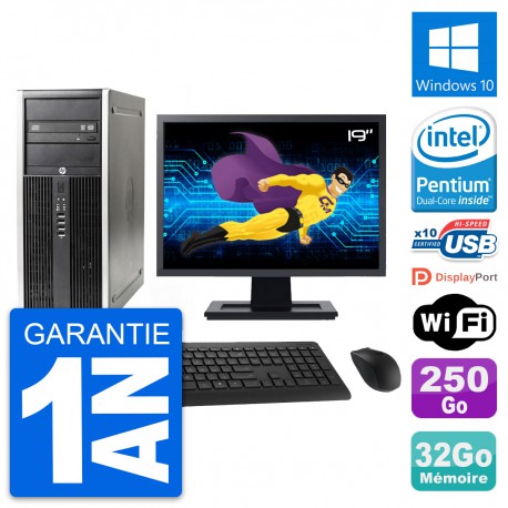 PC Tour HP Elite 8300 Ecran 19" Intel G630 RAM 32Go Disque 250Go Windows 10 Wifi