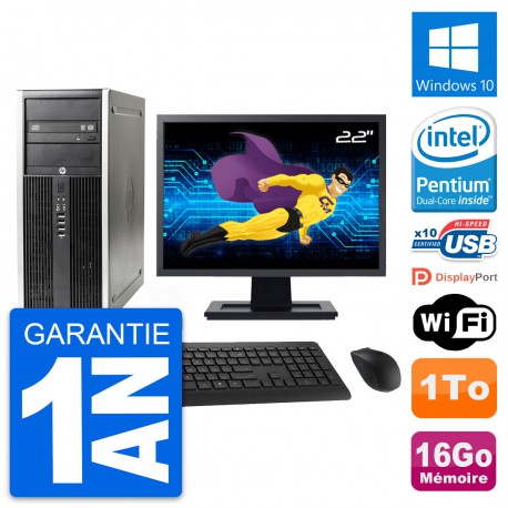 PC Tour HP Elite 8300 Ecran 22" Intel G630 RAM 16Go Disque 1To Windows 10 Wifi