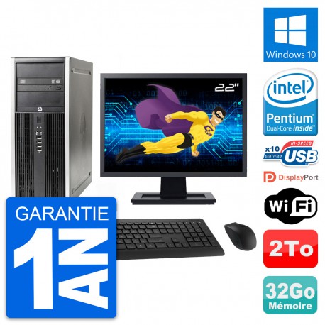 PC Tour HP Elite 8300 Ecran 22" Intel G630 RAM 32Go Disque 2To Windows 10 Wifi