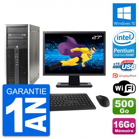 PC Tour HP Elite 8300 Ecran 27" Intel G630 RAM 16Go Disque 500Go Windows 10 Wifi