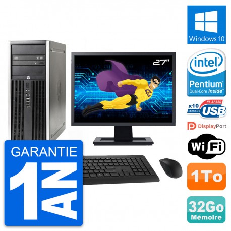 PC Tour HP Elite 8300 Ecran 27" Intel G630 RAM 32Go Disque 1To Windows 10 Wifi