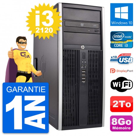 PC Tour HP Elite 8300 Intel Core i3-2120 RAM 8Go Disque Dur 2To Windows 10 Wifi