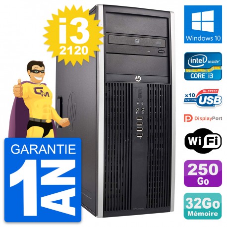 PC Tour HP Elite 8300 Intel Core i3-2120 RAM 32Go Disque 250Go Windows 10 Wifi
