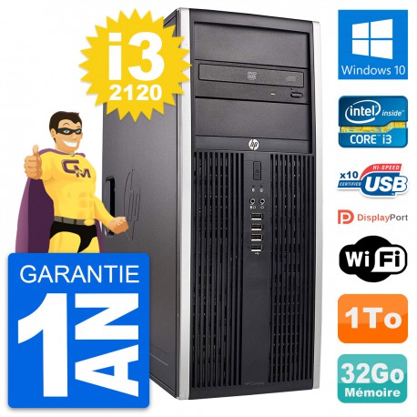 PC Tour HP Elite 8300 Intel Core i3-2120 RAM 32Go Disque Dur 1To Windows 10 Wifi