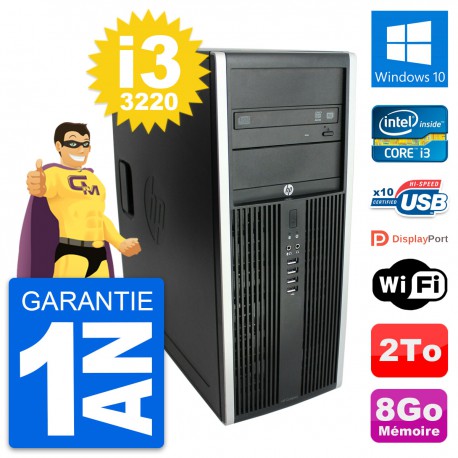 PC Tour HP Elite 8300 Intel Core i3-3220 RAM 8Go Disque Dur 2To Windows 10 Wifi