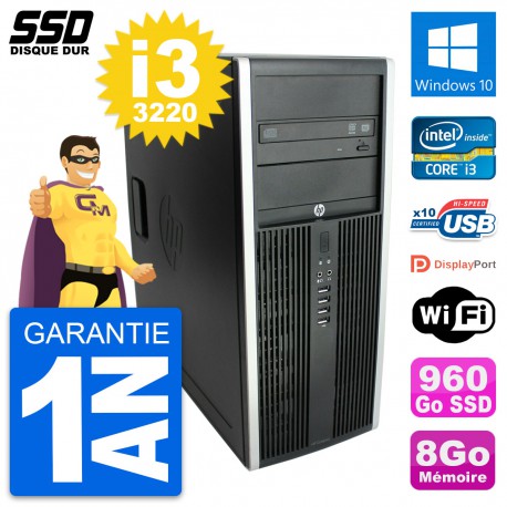 PC Tour HP Elite 8300 Intel Core i3-3220 RAM 8Go SSD 960Go Windows 10 Wifi