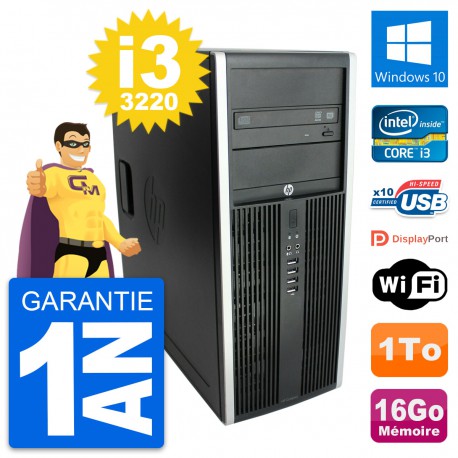 PC Tour HP Elite 8300 Intel Core i3-3220 RAM 16Go Disque Dur 1To Windows 10 Wifi