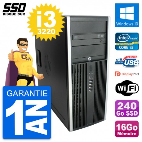PC Tour HP Elite 8300 Intel Core i3-3220 RAM 16Go SSD 240Go Windows 10 Wifi