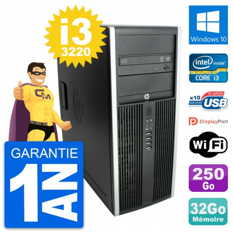 PC Tour HP Elite 8300 Intel Core i3-3220 RAM 32Go Disque 250Go Windows 10 Wifi