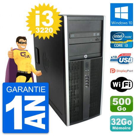 PC Tour HP Elite 8300 Intel Core i3-3220 RAM 32Go Disque 500Go Windows 10 Wifi