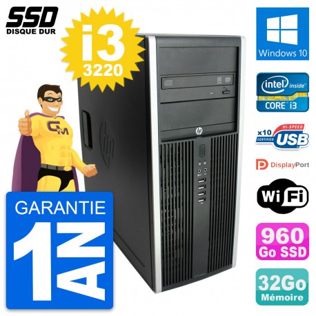 PC Tour HP Elite 8300 Intel Core i3-3220 RAM 32Go SSD 960Go Windows 10 Wifi