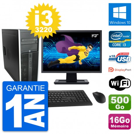 PC Tour HP 8300 Ecran 19" Intel i3-3220 RAM 16Go Disque 500Go Windows 10 Wifi