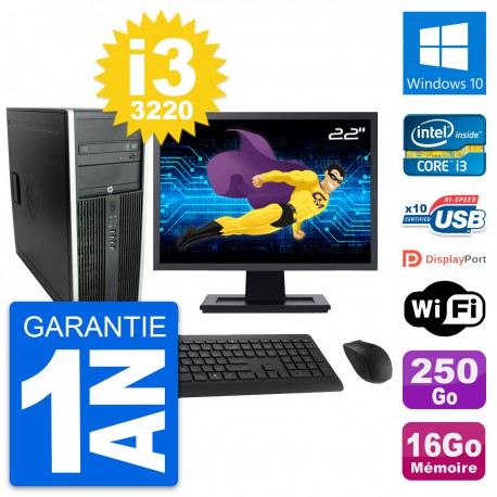 PC Tour HP 8300 Ecran 22" Intel i3-3220 RAM 16Go Disque 250Go Windows 10 Wifi
