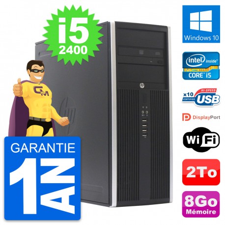 PC Tour HP Elite 8300 Intel Core i5-2400 RAM 8Go Disque Dur 2To Windows 10 Wifi