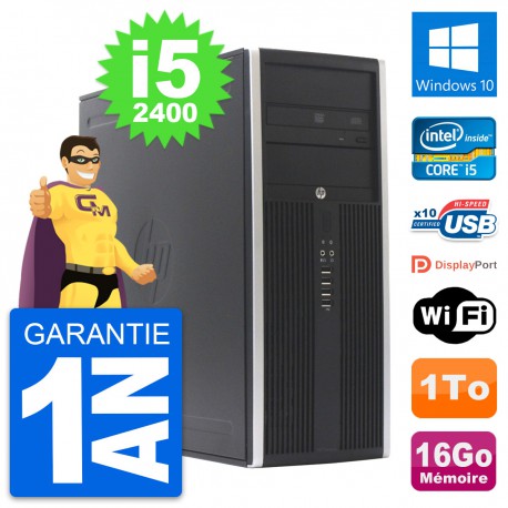 PC Tour HP Elite 8300 Intel Core i5-2400 RAM 16Go Disque Dur 1To Windows 10 Wifi