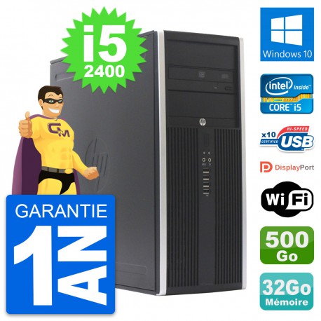 PC Tour HP Elite 8300 Intel Core i5-2400 RAM 32Go Disque 500Go Windows 10 Wifi