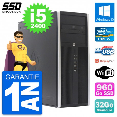 PC Tour HP Elite 8300 Intel Core i5-2400 RAM 32Go SSD 960Go Windows 10 Wifi