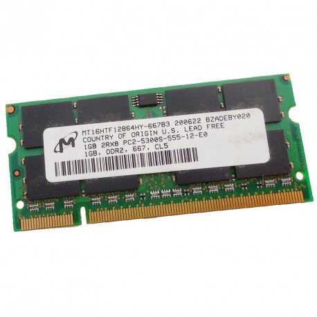 1Go RAM PC Portable SODIMM Micron MT16HTF12864HY-667B3 PC2-5300U DDR2 667MHz CL5