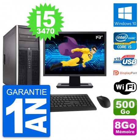 PC Tour HP 8300 Ecran 19" Intel i5-3470 RAM 8Go Disque Dur 500Go Windows 10 Wifi