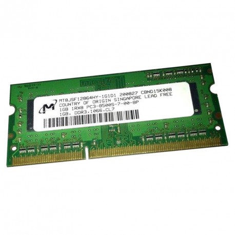 1Go RAM PC Portable SODIMM Micron MT8JSF12864HY-1G1D1 PC3-8500U DDR3 1066MHz CL7