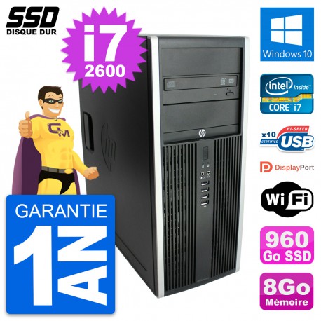 PC Tour HP Elite 8300 Intel Core i7-2600 RAM 8Go SSD 960Go Windows 10 Wifi