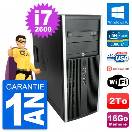 PC Tour HP Elite 8300 Intel Core i7-2600 RAM 16Go Disque Dur 2To Windows 10 Wifi